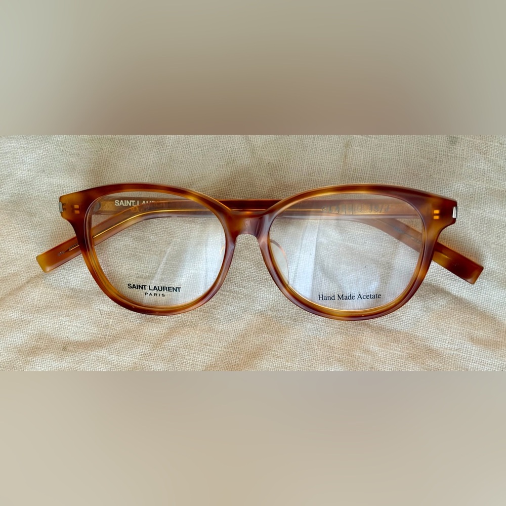 ✨ SAINT LAURENT Paris Handmade Acetate Eyeglasses – Amber Honey – Unisex✨